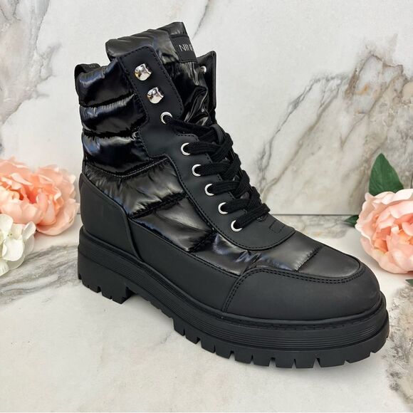 NINE WEST Pilar Lug Sole Bootie in Black Size 7.5 NEW - Picture 5 of 16